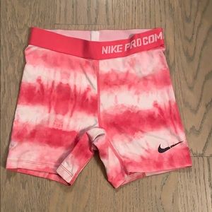 pink and white nike pro spandex